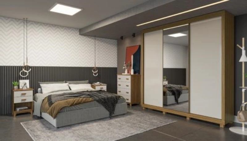 Quarto de casal com móveis convencionais