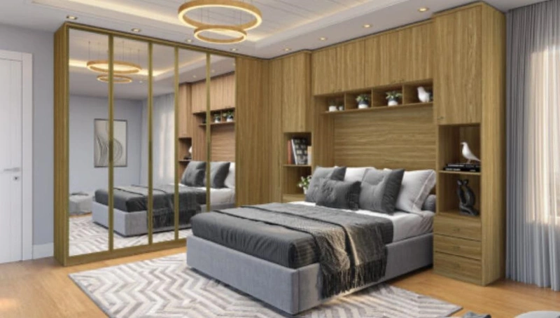 Quarto de casal planejado com tv